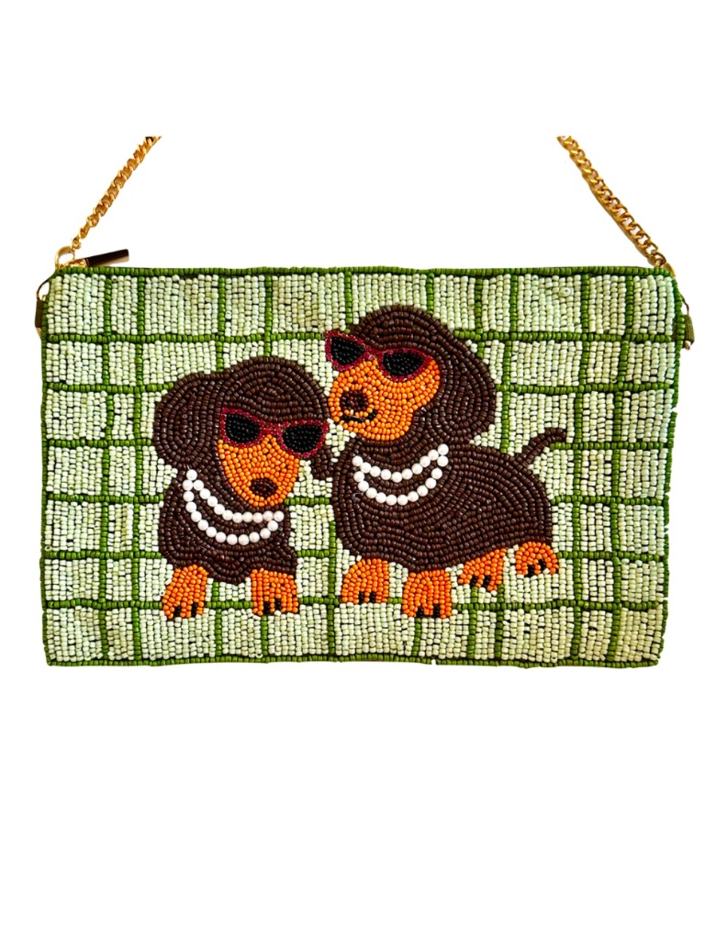 Dachshund Crossbody Mini Bag, Doxie Beaded Bag, Dog Lily Posh